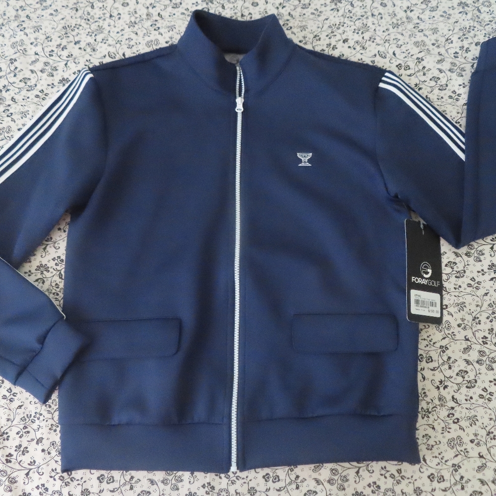 foray print track edit jacket sz M navy blue NWT MSRP $190.00